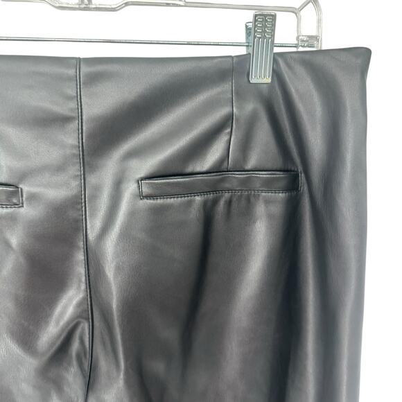 Bagatelle Womens Black Faux Leather High Rise Wide Leg Crop Pants Large - Picture 5 of 9